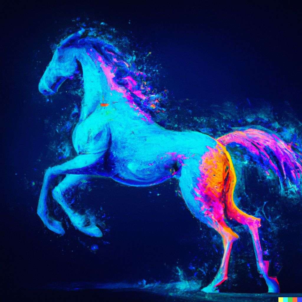 a horse, digital art, 2.5D style